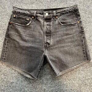 Levi  501 Cut Off Denim Shorts Black Wash W31